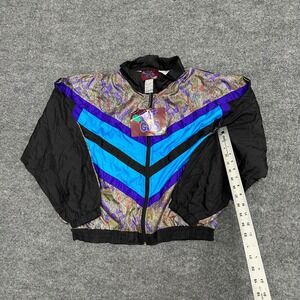 Tuff Guys Jacket Boys Size M 12/14 Multicolor Nylon Vintage 90s Geometric Zip Up